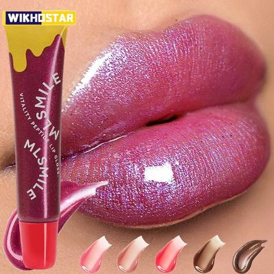 Pearl Purple Plumping Lip Gloss Moisturizing Lip Oil Color Fullness Lips Tint Soft Tube Lip Glaze Makeup Applicator Beauty Care