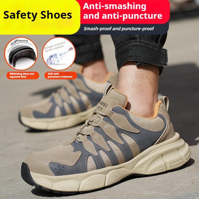Lightweight Men Safety Shoes Steel Toe Work Sneakers Non Slip Protective Shoes Anti-smash Anti-puncture Indestructible Shoes