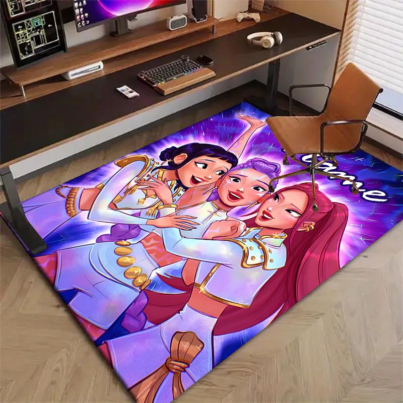 Custom KPop Demon Hunters Mat Personalized Name, Polyester Washable Indoor Entryway Rug, Gift for Christmas, Easter, Thanksgiving Day