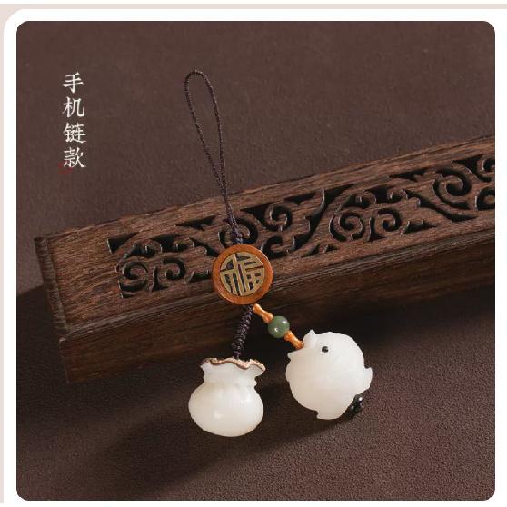 Recommended Boxwood Lotus Seed Bodhi Fortune Bag Car Keychain Mobile Phone Lanyard Short Vintage Pendant Ornament