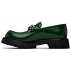 GUCCI Interlocking Leather Loafers Men's Green Black 752093 DS800 3154
