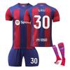 2324 Barcelona Home Football Jerseys Shorts Socks Set New Season Shorts Socks Adult Kids Size Set
