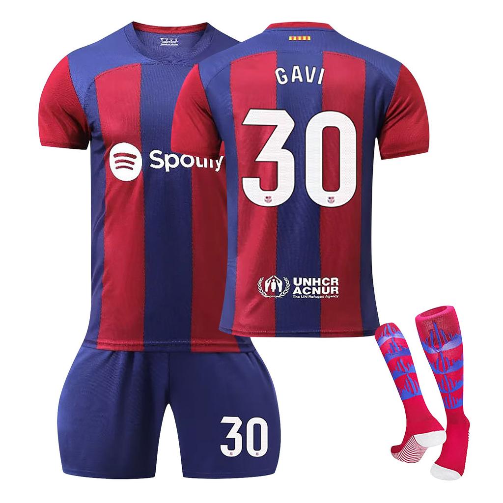 2324 Barcelona Home Football Jerseys Shorts Socks Set New Season Shorts Socks Adult Kids Size Set