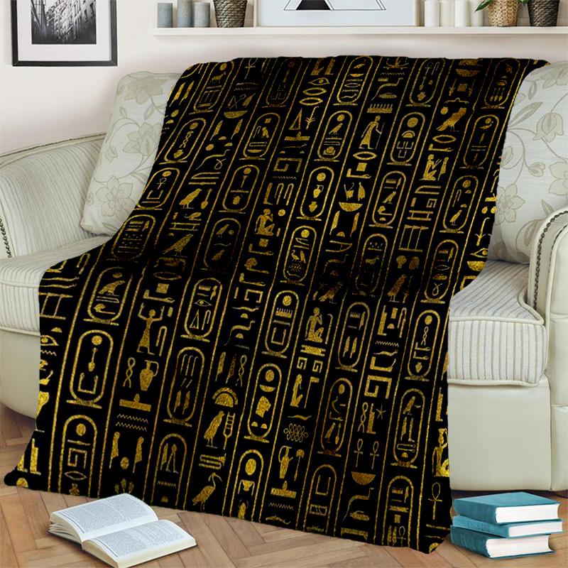 3D Egyptian Pharaoh Hieroglyphics Symbol Blanket,Soft Throw Blanket for Home Bedroom Bed Sofa Picnic Travel Office Cover Blanket