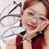 1PC Oval Punk Diamond Glasses Men's and Women's Luxury Fashion Trend Rhinestone Anti-blue Glasses Korean Version of Street Style Glasses