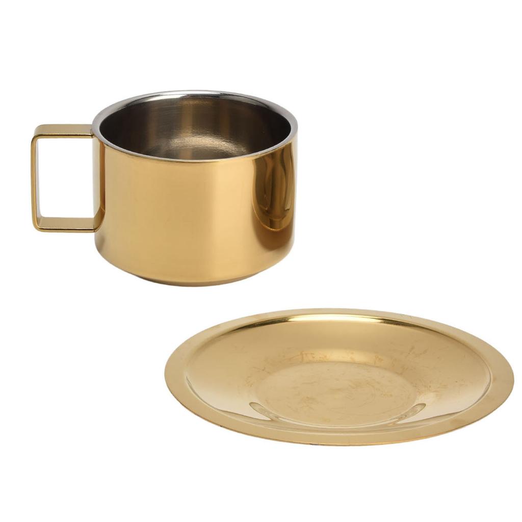 Cupa de Cafea Aur Design la Modă Portabilă Convenabilă Practică Farfurie din Oțel Inoxidabil pentru Acasă