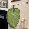 2 Piece Hanging Kitchen Towel Absorbent Hand Cloth Skin-friendly Leaf-Shaped Hand Towel  Dining