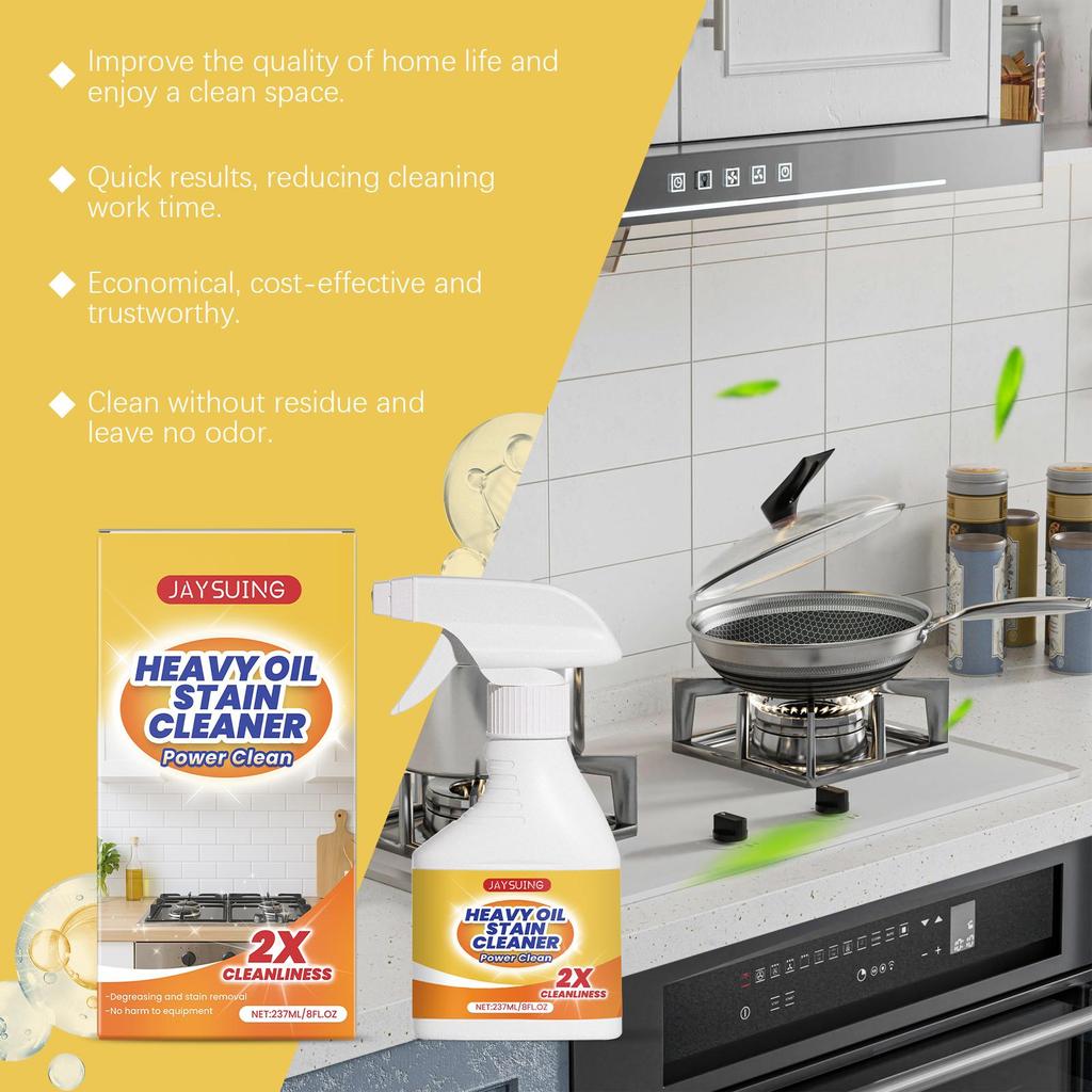 237ml Jaysuing Kitchen Heavy Duty Cleaner Multi-Purpose Cleaning Spray for Grease Stove Range Hood Removes Burnt-On Oil Stainless Steel Safe