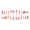 24Pcs Golden Lines Embellishments Press On Nail Short Almond Shape With Metallic Flower Effect