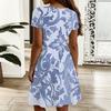 Ladies V Neck Graceful Gardenia Floral Plus Size Summer Short Sleeve Loose Gown