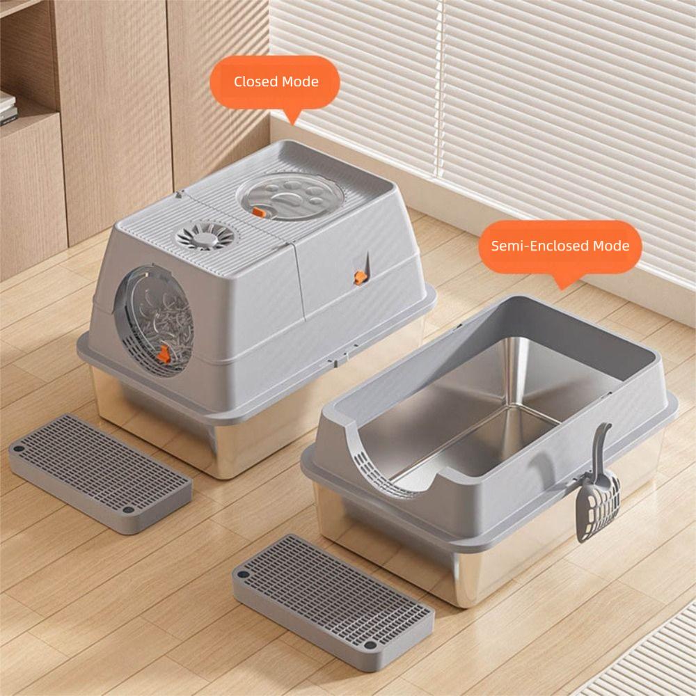 Stainless Steel Cat Bedpans Anti-splash Cover Cat potty New Cat Litter Box  Pet Supplies