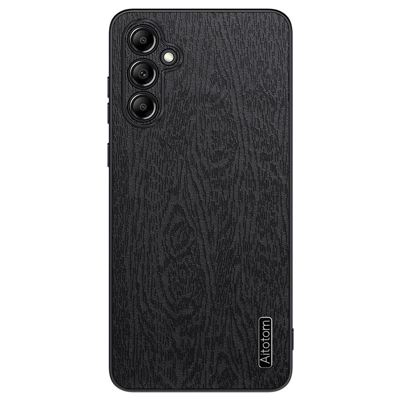For Samsung Galaxy A15 5G Cellphone Case Wood Grain PC+TPU+PU Back Protector Cover