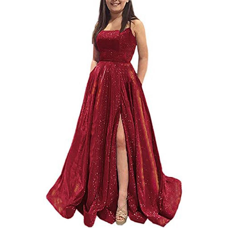 European and American Dresses New Spring Long Suspenders Flash Party Birthday Banquet Chorus Performance Dress Women