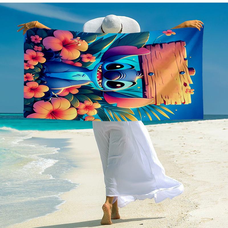 Ultra-Soft Beach Towel with Stitch Theme,Ideal for Pool - Camping, Diving - Perfect Travel Essential, Vibrant Beach Towel.