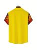 Men's Fun Printed Shirt- Bold Orange and Black Pattern Button-Up Top, Suitable for Parties and Casual Wear- Machine Washable, Non-See-Through Classic