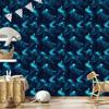 Watercolor Galaxy Wallpaper Navy Blue and Turquoise, Soft Forms 50x1000
