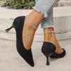 Fashion Hot Sale Women' Thin Heel Shoes New Fashion New Style Pointy Women's Shoes Shallow Mouth Suede Slip-on Wear-resistant High Heels