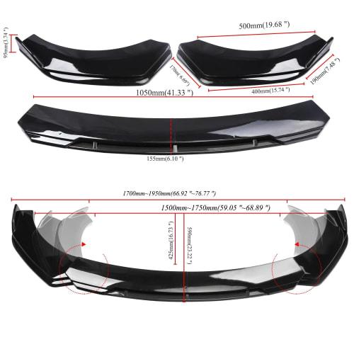 Bumper Spoiler for Nissan Note Aura FE13 FSNE13 Front Bumper Lip Spoiler 4-Division Adjustable Bumper Lip Protector Lip Spoiler Cover Trim Upgrade Scr