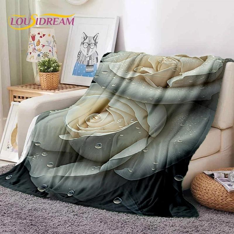 3D Rosenblumen Nordisch Romantische Weiche Decken, Warmhaltende Überwurfdecke Bequeme Decke für Picknick Betten Sofa Zuhause Schlafzimmer Geschenk