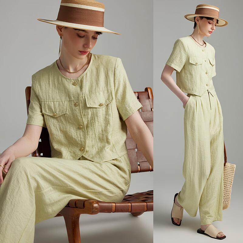 Women s Linen Blend Summer Lounge Set L