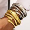 Vintage Punk Smooth Water Drop Bangles for Women Girls Stainless Steel Irregular Geometric Bracelet Exquisite Party Jewelry Gift