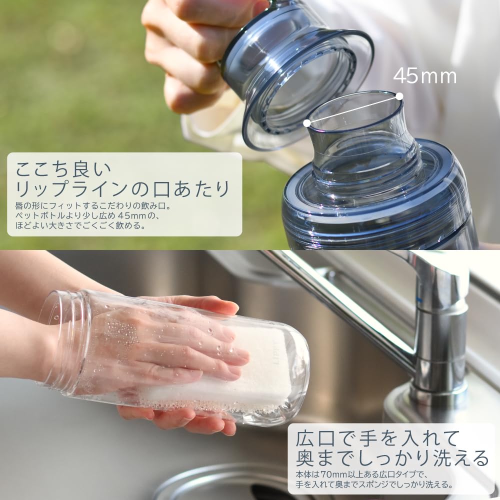 OSK LIPPY Water Clear Made in Easy to with Handle and Room Temperature BC-1000 Bottle, 1000ml, Blue, Japan, Clean, Gasket, Lightweight,