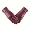 [Genuine Leather Gloves] Stylish Genuine Leather Women's Touchscreen Gloves - Black, Three-Button, Soft Winter Gloves, Casual Outdoor Gloves