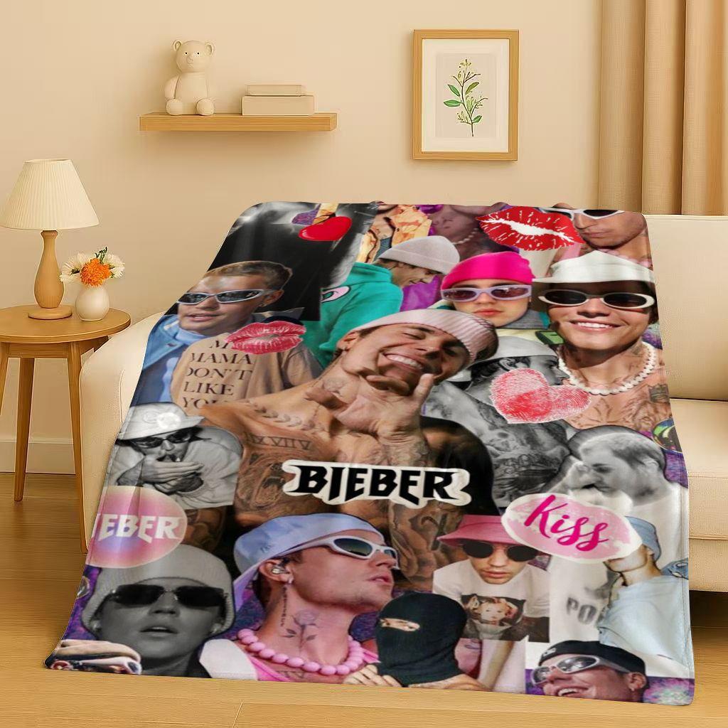 

New Fashion B-Bieber Singer Star Flannel Blanket,Ultra Soft Warm Plush Throw for Home Bedroom Bed Sofa Cover Office Travel Gift 75x90cm