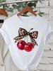 Fashion Cherry Print Unisex Tshirt Short Sleeve Crew Neck Casual Tops For Summer Spring Unisexs Clothing Tops Tees