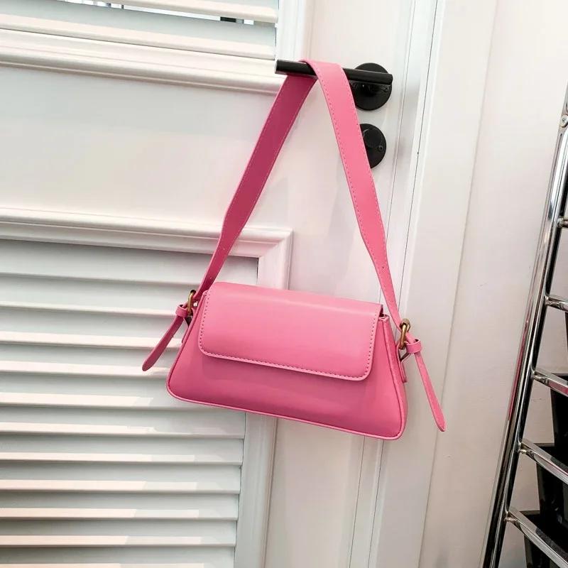 Pu Bags Solid Package Cover Type Ladies Bags On Sale High Quality Versatile Exquisite Commuting Shoulder Bags Premium