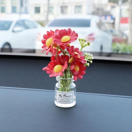 Mini Vaso de Flores Decoração Painel do Carro Acessório Fofo para Console Central com Adesivo Micro-Paisagem Realista para Mesa de Casa/Escritório