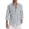 Men's Autumn Long Sleeve Striped Shirt Lapel Loose Tops Man Clothing