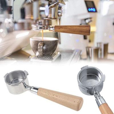 Coffee Tool Wood Handle Stainless Steel 51mm Portafilter Coffee Bottomless Portafilter 3 Ears