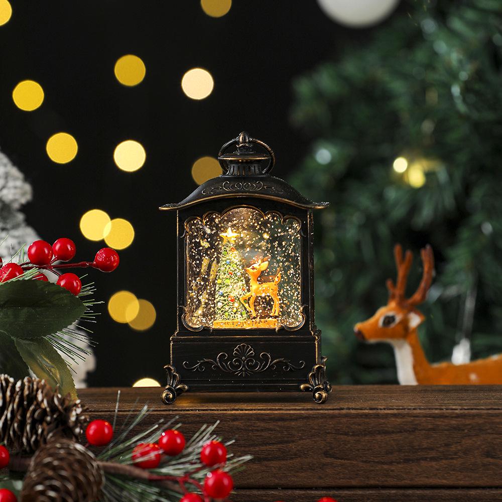 Retro Weihnachtslaterne: Weihnachtsmann Leuchtende Wasserflaschenlampe mit Musik Ornamenten