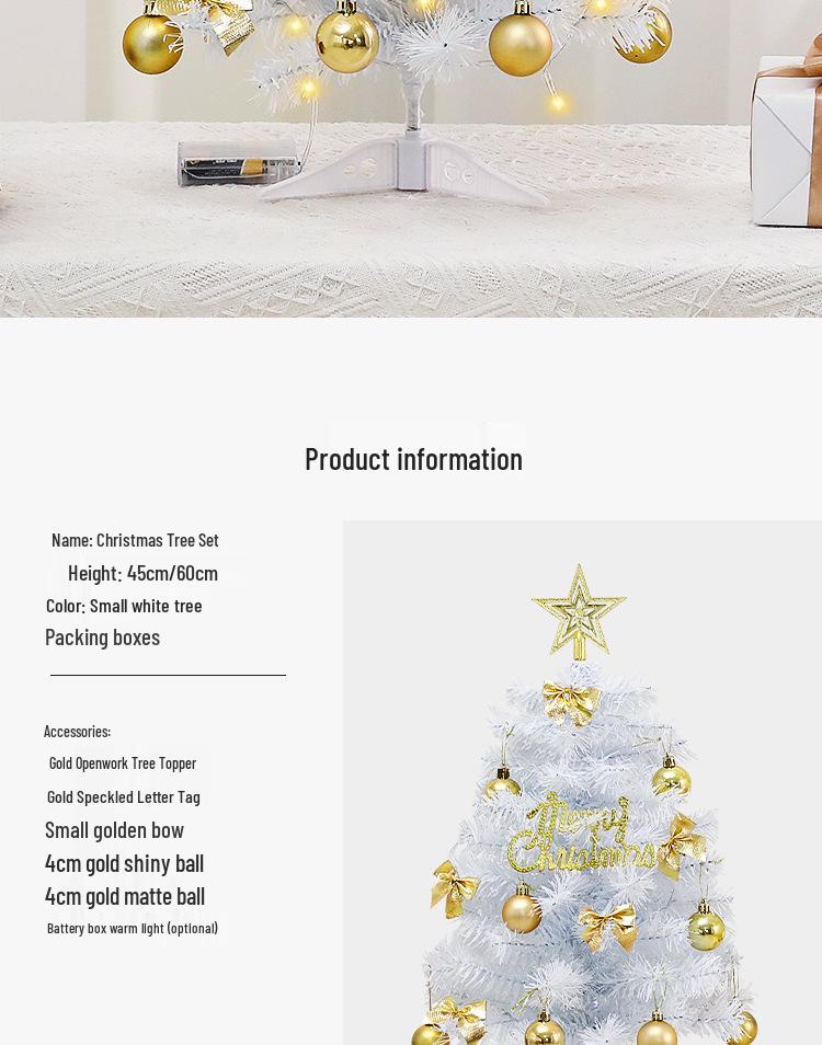 Mini Luminous White Christmas Tree Ornament - 45cm/60cm Desktop Decoration