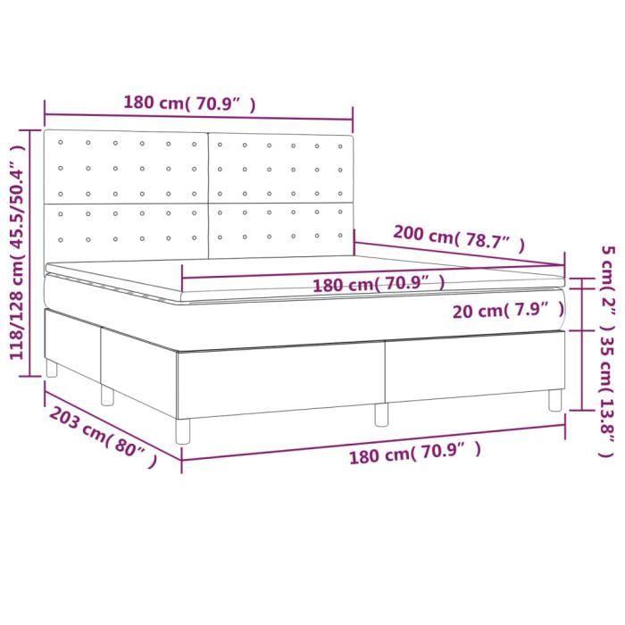 VidaXL Lit à sommier tapissier avec matelas Bleu 180x200 cm Tissu - Modèle 3142119