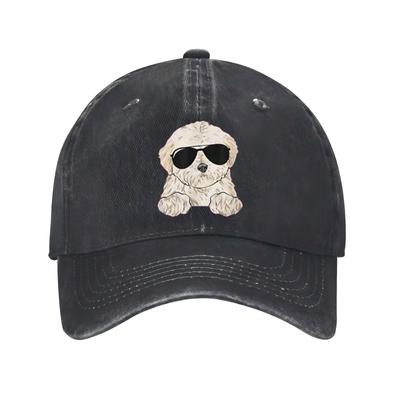 Cool Dog Wearing Sunglasses Baseball Cap Breathable Polyester Adjustable Casual Hat for Adults
