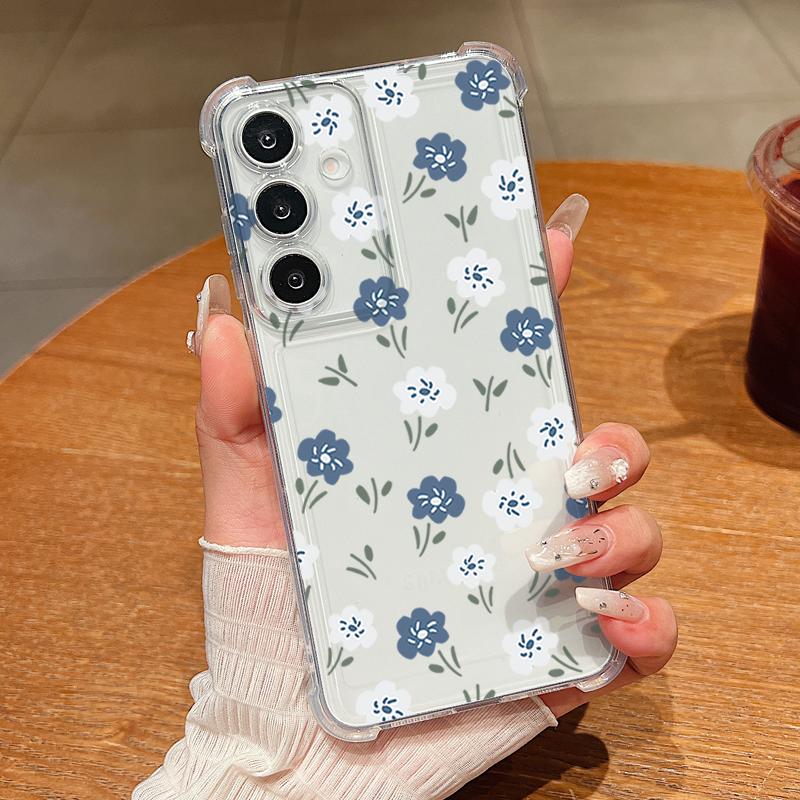 Colorful Flowers Pattern Phone Case For Samsung Galaxy S26 S25 S24 S23 Ultra S22 Plus S21 S24 S25 FE Clear Shockproof Soft Cover