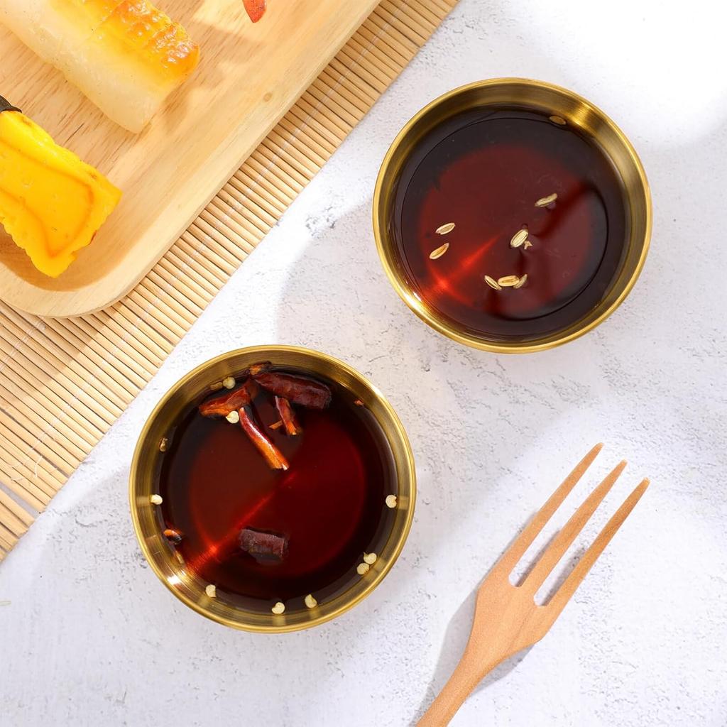 Kichvoe 2Pcs Brass Offering Bowl: Stainless Steel Buddhist Offering Bowl Mini Water Bowl Holy Water Bowl Yoga Meditation Bowl Gold Bowl Saucers Bowl