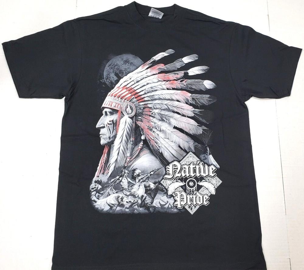 NATIVE PRIDE T-Shirt Warrior Chief Indian Urban Streetwear Tee Men s Black New Unisex T-Shirt S