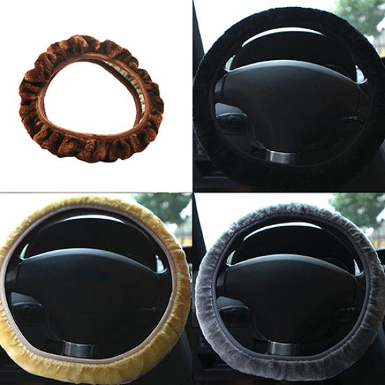 Soft Short Plush Car Steering Wheel Cover Autumn Winter Driver Driving Accessory