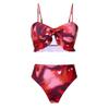 Three-piece Split Print Sexy Women's Swimsuit High-waist Slim Bikini