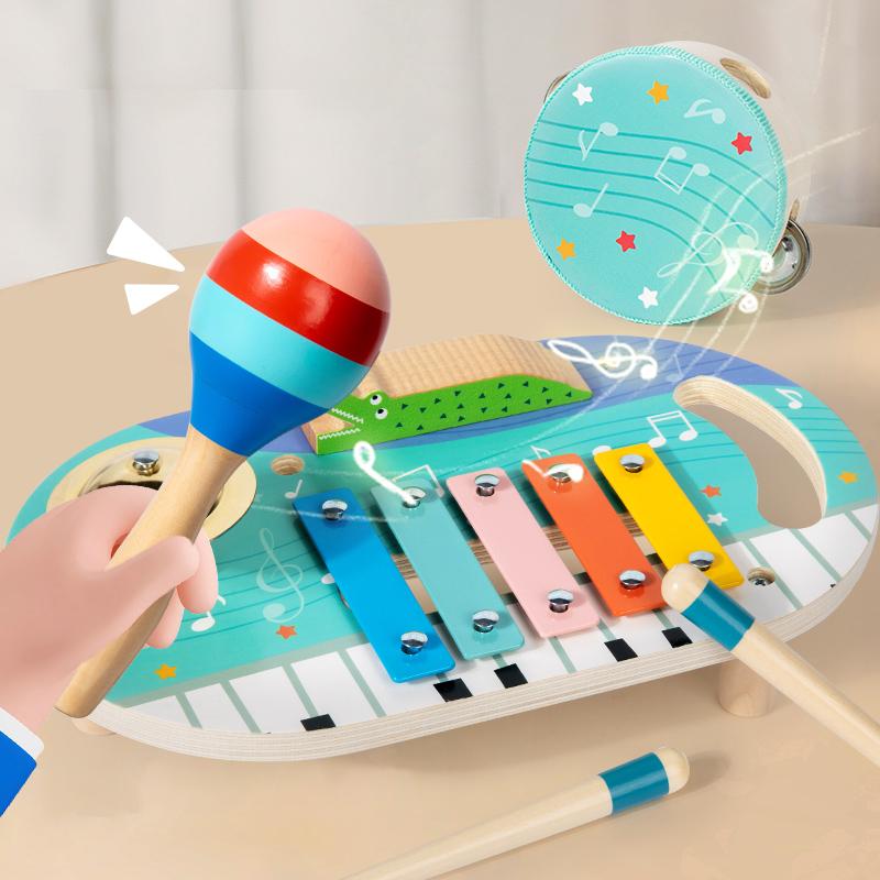 Μοντεσόρι Ξύλινο Σετ Μουσικών Οργάνων Παιχνίδια Πολύχρωμο Ξυλόφωνο Για Μωρά Παιδιά Παζλ Ξύλινο Σφυρί Παιχνίδια Πρώιμης Μάθησης