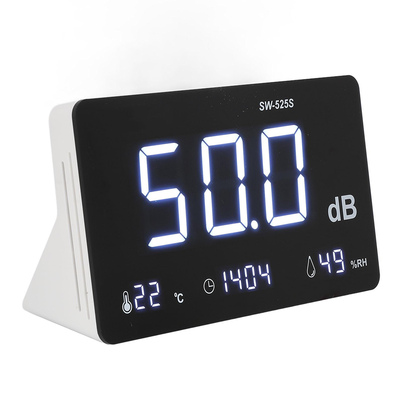 

Измеритель уровня звука 4 в 1 Шум Децибел Температура Влажность Время Дисплей Измеритель со Звуковым Визуальным