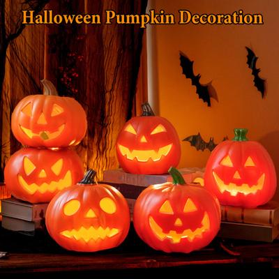 Lanterne Citrouille LED à Piles Lumière Chaude Lanterne Halloween Économie d'Énergie Décor Citrouille Intérieur Extérieur