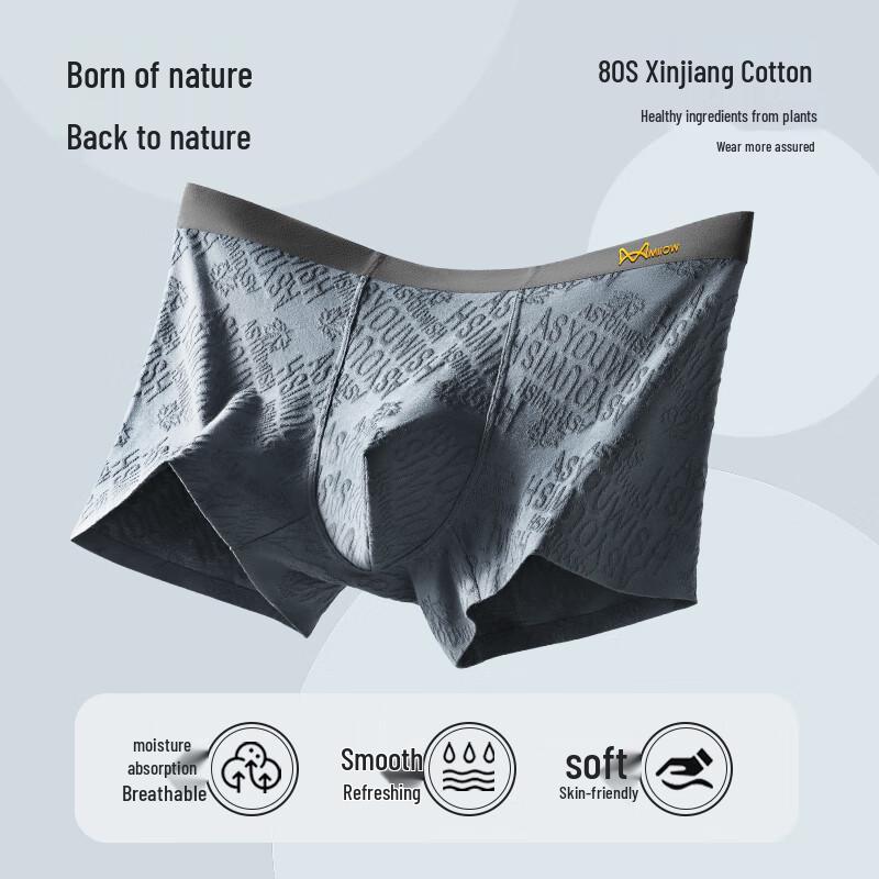 Mao Ren Men's 80-Count Combed Cotton Antibacterial Boxer Briefs (4-Pack)