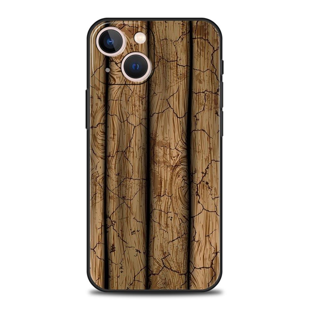 Luxury Vintage Wood Grain Pattern Phone Case Cover for iPhone 17 16 15 14 13 12 11 Pro Max 17 Air Plus Shockproof Soft TPU Shell