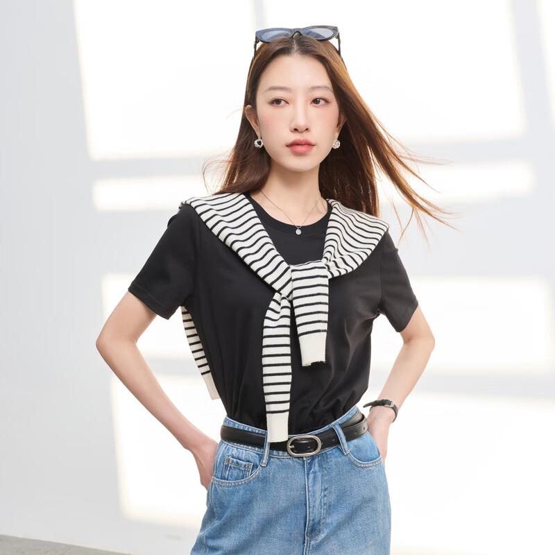 Sancai Women's Plus Size Loose Fit Round Neck Short Sleeve T-Shirt