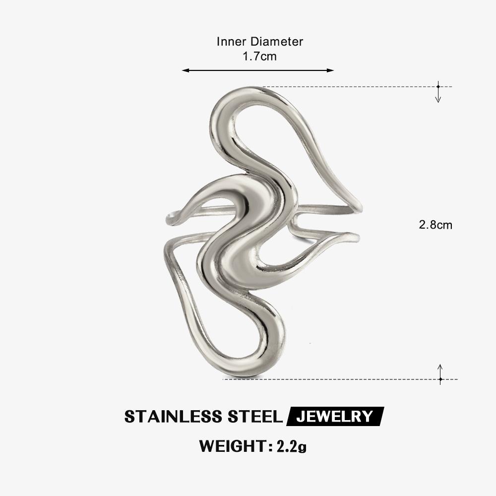 Stainless Steel Irregular Geometric Lines Rings for Women Men Hollowed Out Exaggerated Opening Rings Banquet Jewelry Accessories