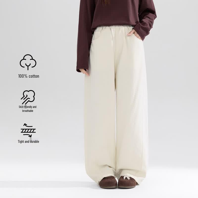 ZUOXI Girls' Soft Washed Cotton Casual Straight-Leg Pants